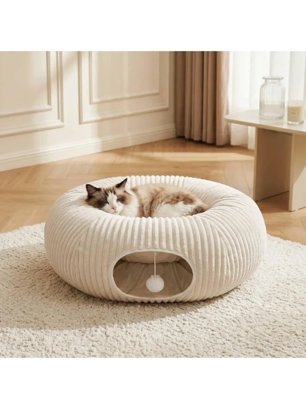 Cozy Cat Tunnel Bed with 40 Interactive Toys | Collapsible Play Tube for Kittens